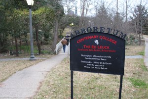 Civilians walking through the center of the Ed Leuck Arboretum on Centenary's campus after a Mardi Gras parade, Sunday, Feb. 15, 2015, in Shreveport, Louisiana.